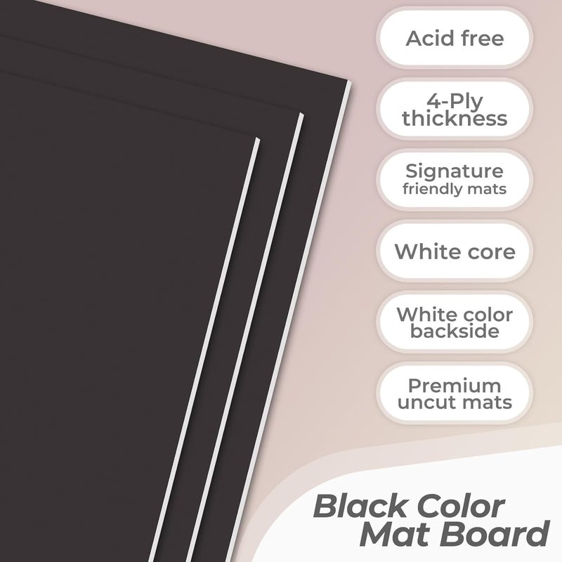 Frametory , Pack of 12 11x14 Uncut Mat Boards, Acid-Free Picture Backing Boards for Frames, Photos, Crafts (Black) - Image 3